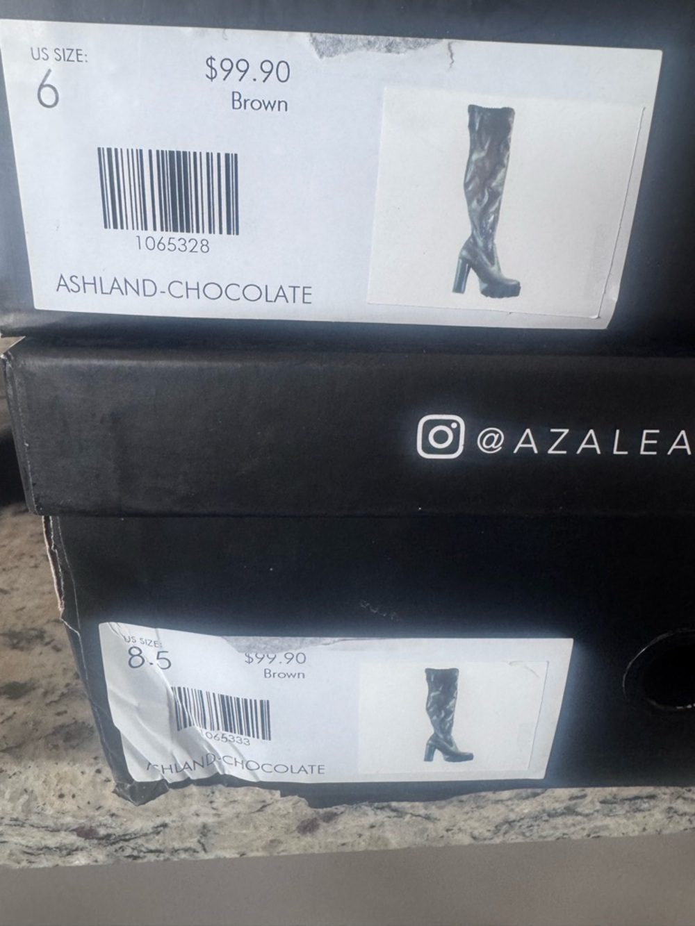 Azalea Wang Ashland Chocolate Thigh High Platform Boots | Chunky Heel Sz 6, 8.5 - Picture 7 of 7